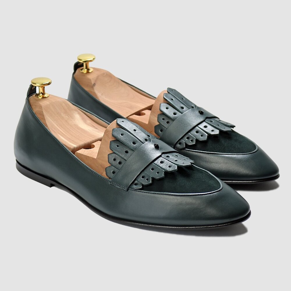 JB Ander Scottie Kilt Loafer – Verde Green – Men’s Italian Leather Loafers